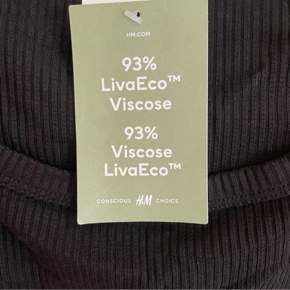 NWT H&M Sz L ribbed cropped long sleeve top crew neck line - Picture 4 of 4